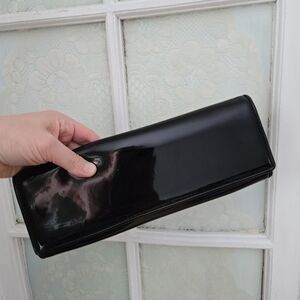 Aldo Black Patent Clutch Envelope Purse